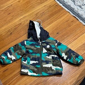 Moncler Kids Camouflage Jacket in Green, Teal, Navy, White